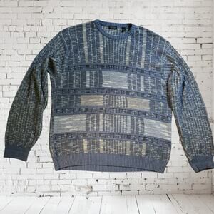 Cellinni Sweater Mens Size XLT Tall Cotton Blend Made In Italy Pullover BlueGray